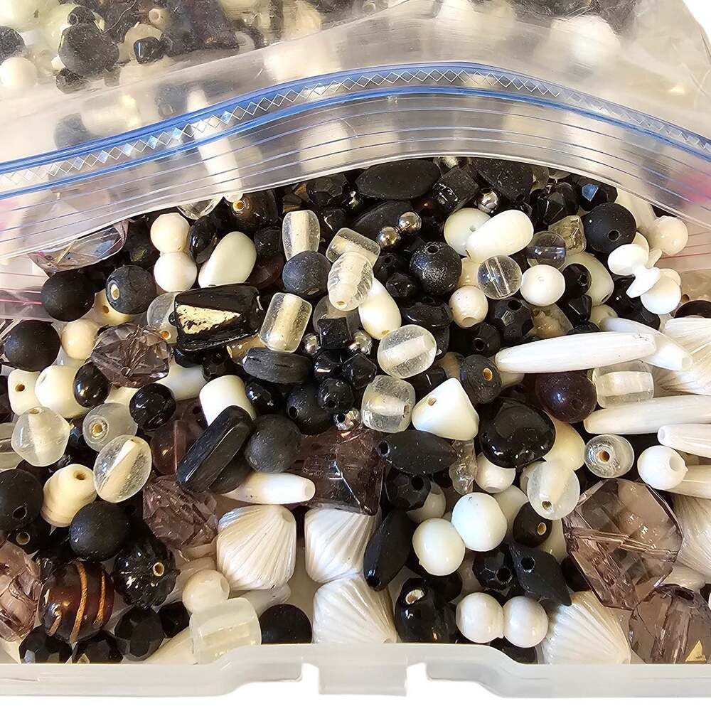 Glass Acrylic Beads Jewelry Making Mixed Lot Black White Purple Assorted 1.6 lbs